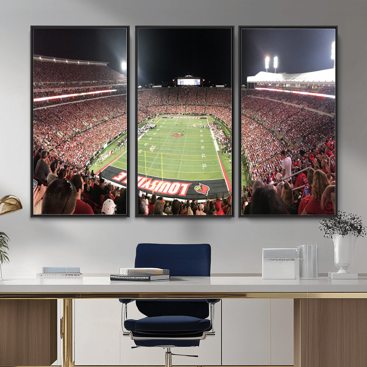 52267-MGV-CV-36X24 - University of Louisville Cardinals Football Team Print - Louisville Cardinal Stadium Wall Art Canvas