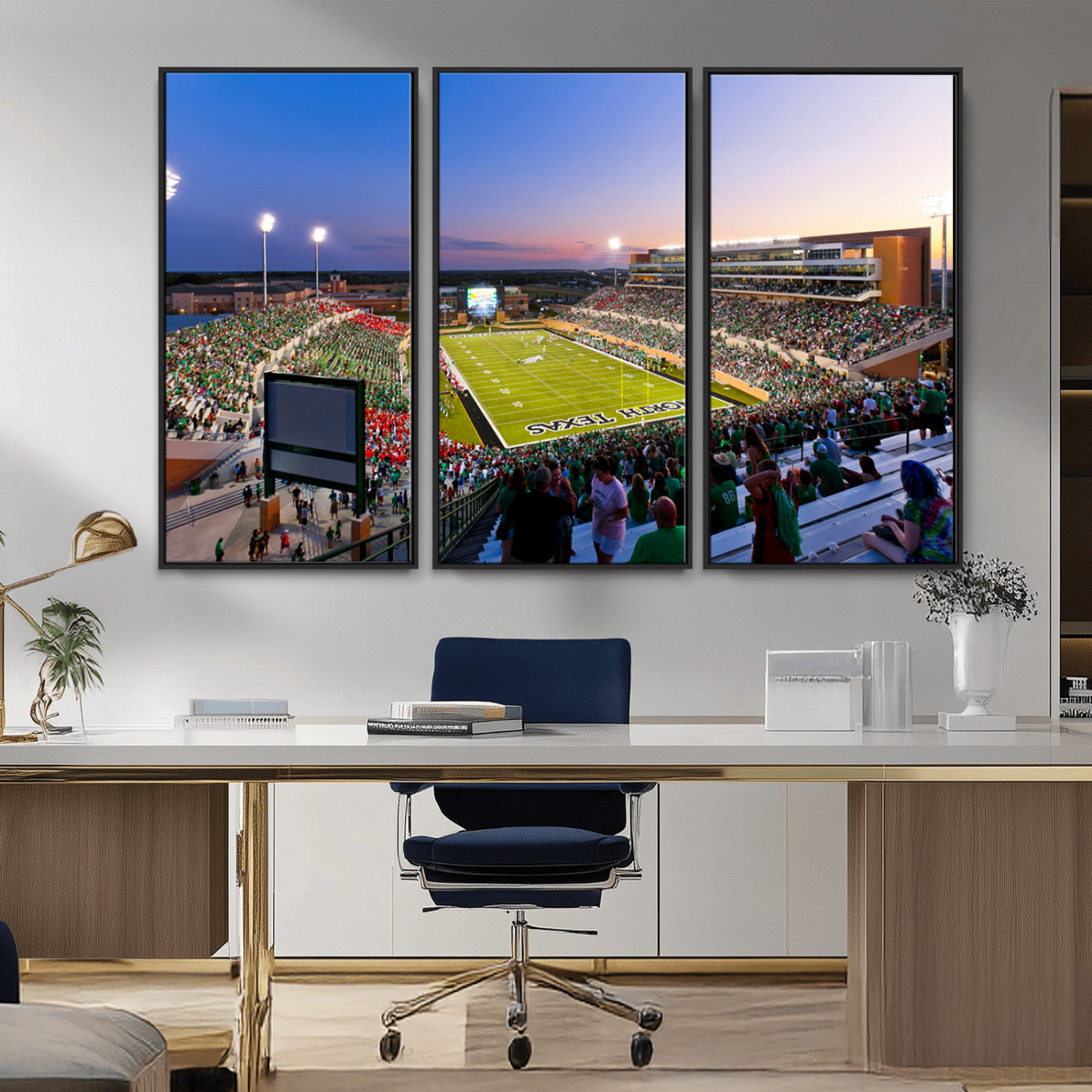 MGV-FC-48X32-3P - University of North Texas Mean Green Football Team Print - Denton DATCU Stadium Canvas Print Wall