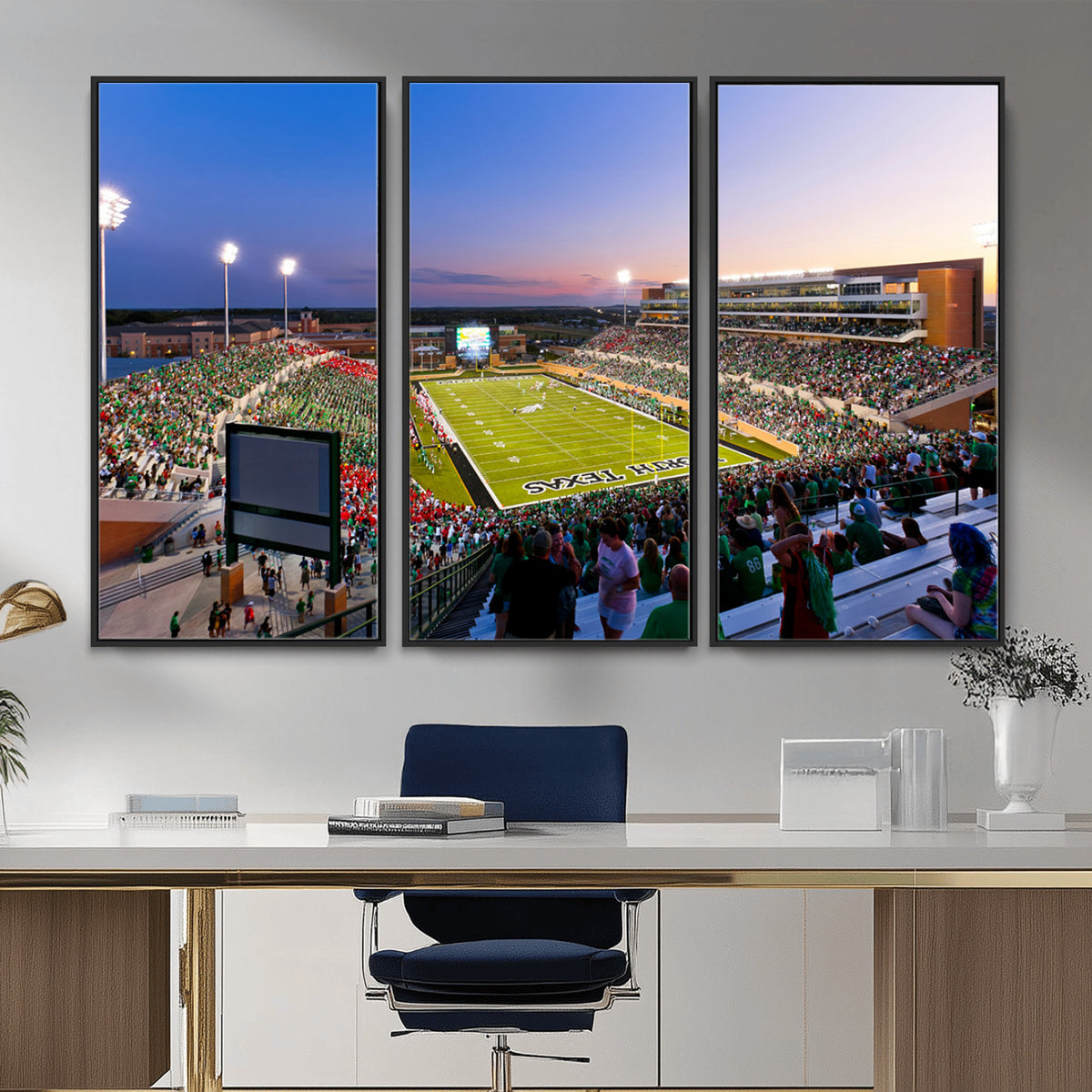25916-MGV-CV-36X24 - University of North Texas Mean Green Football Team Print - Denton DATCU Stadium Canvas Print Wall