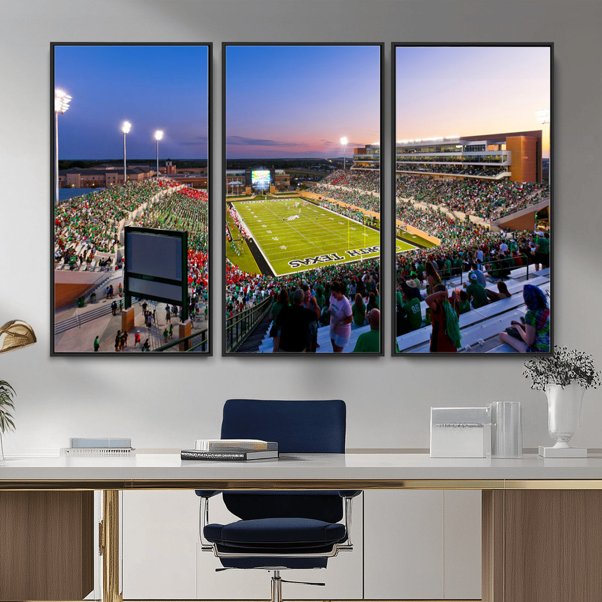81582-MGV-CV-36X24 - University of North Texas Mean Green Football Team Print - Denton DATCU Stadium Wall Art Canvas