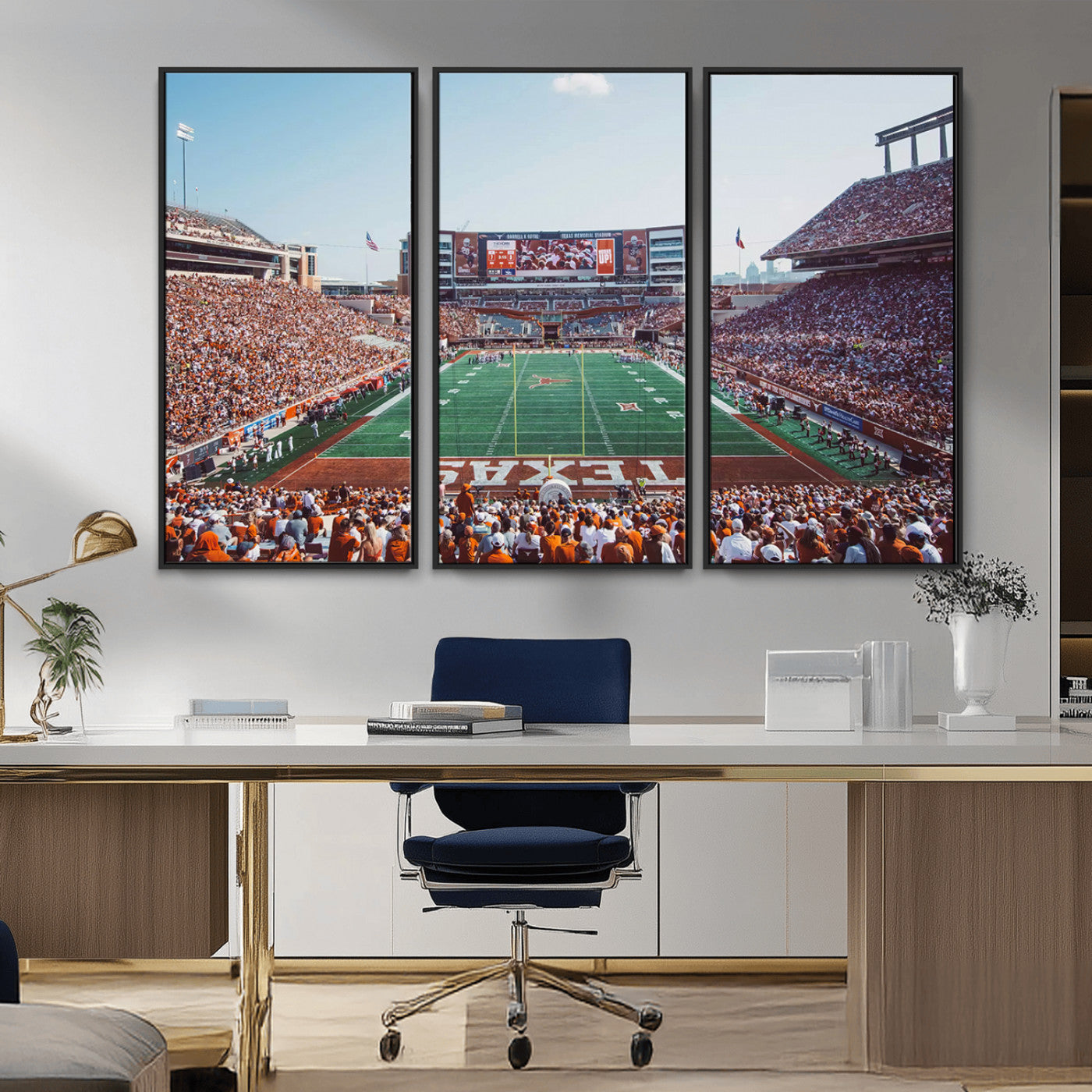 MGV-FC-48X32-3P - Framed Texas Memorial Stadium Canvas, University of Texas Longhorns Football Team Print - Austin
