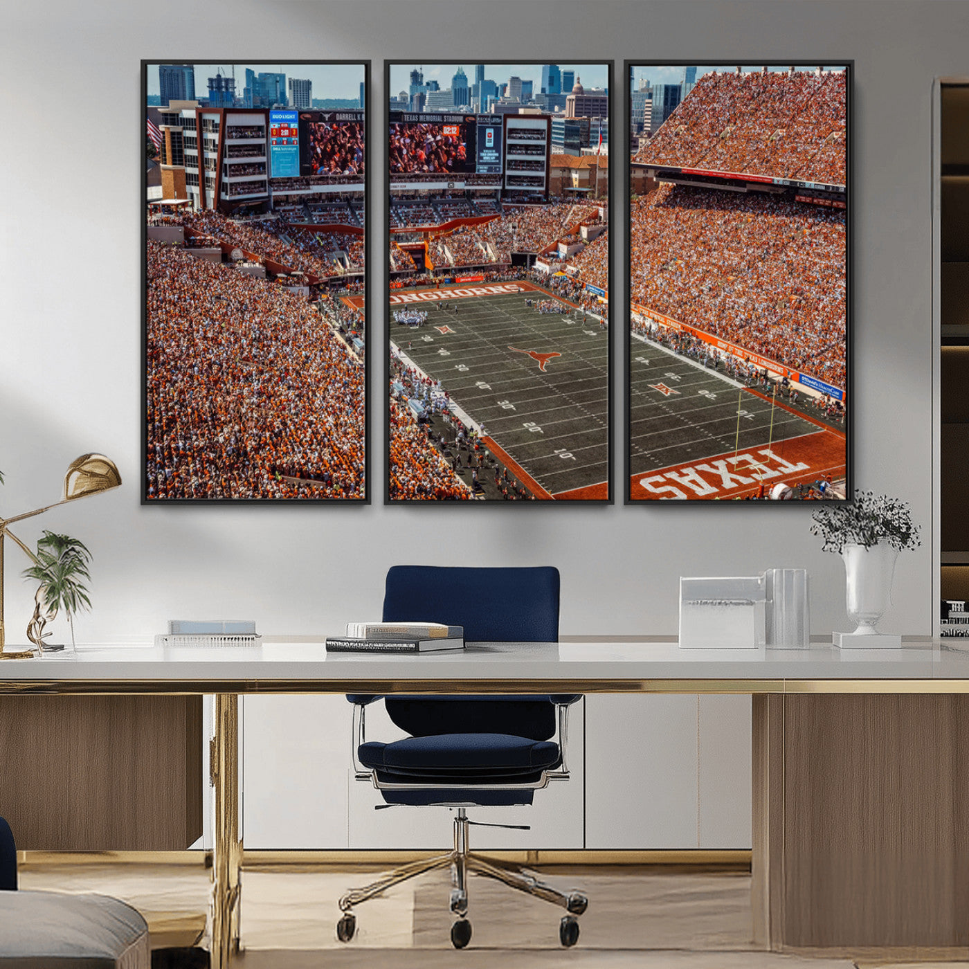 MGV-FC-48X32-3P - University of Texas Longhorns Football Team Print - Austin Darrell K Royal-Texas Memorial Stadium