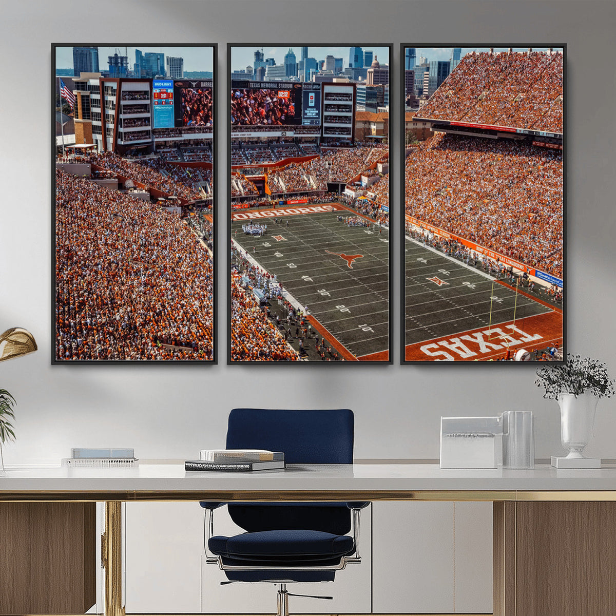 92103-MGV-CV-36X24 - University of Texas Longhorns Football Team Print - Austin Darrell K Royal-Texas Memorial Stadium