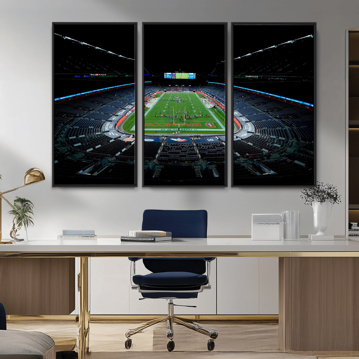 MGV-FC-48X32-3P - Denver Broncos Football Team Print Canvas- Denver Empower Field at Mile High Stadium Wall Art Canvas