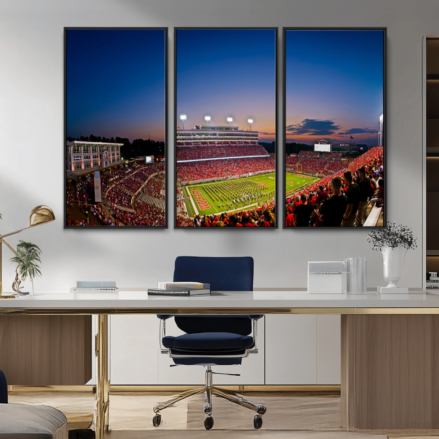 MGV-FC-48X32-3P - Wolfpack Football Team Wall Art Print - Raleigh Carter-Finley Stadium Wall Art Canvas Print