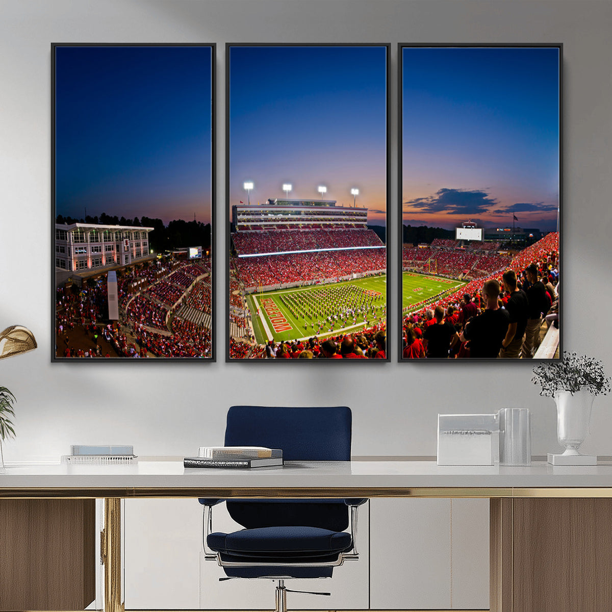 76202-MGV-CV-36X24 - Wolfpack Football Team Wall Art Print - Raleigh Carter-Finley Stadium Wall Art Canvas Print