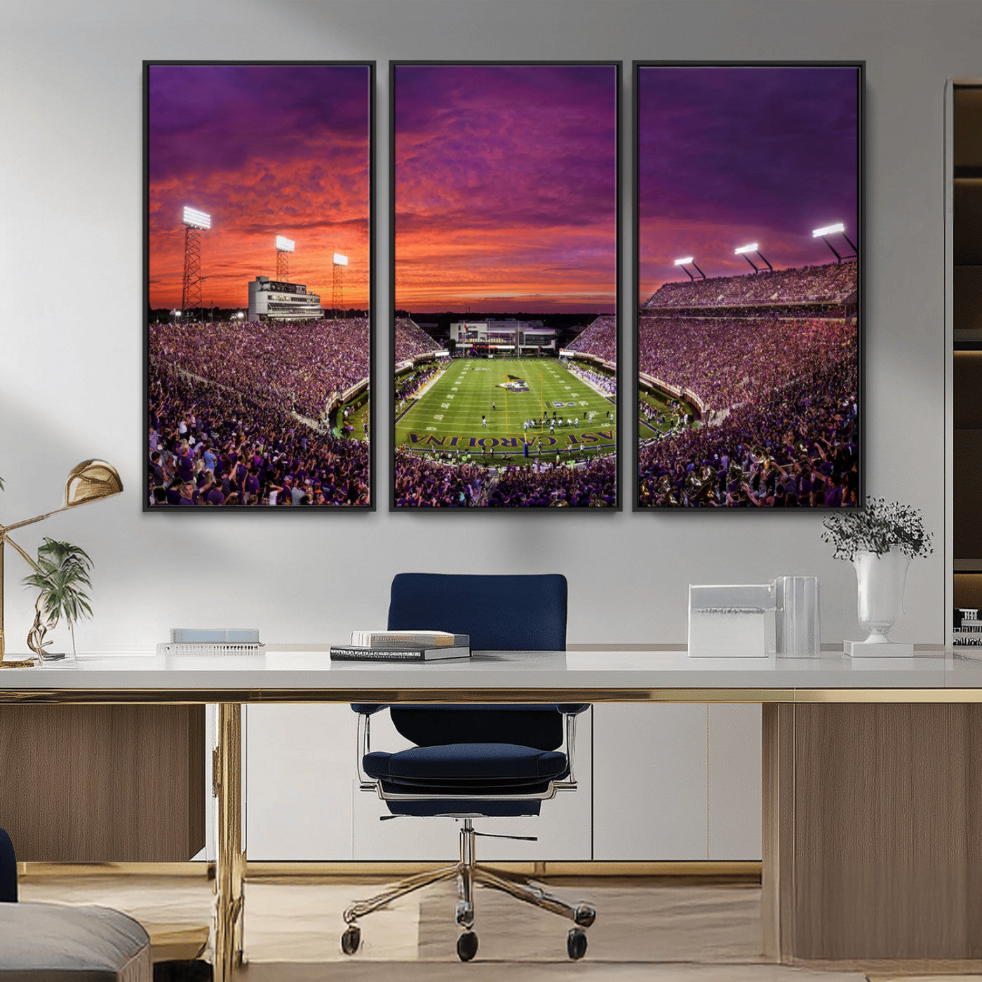 MGV-FC-48X32-3P - East Carolina University Pirates Football Print Canvas- Greenville Dowdy-Ficklen Stadium Wall Art