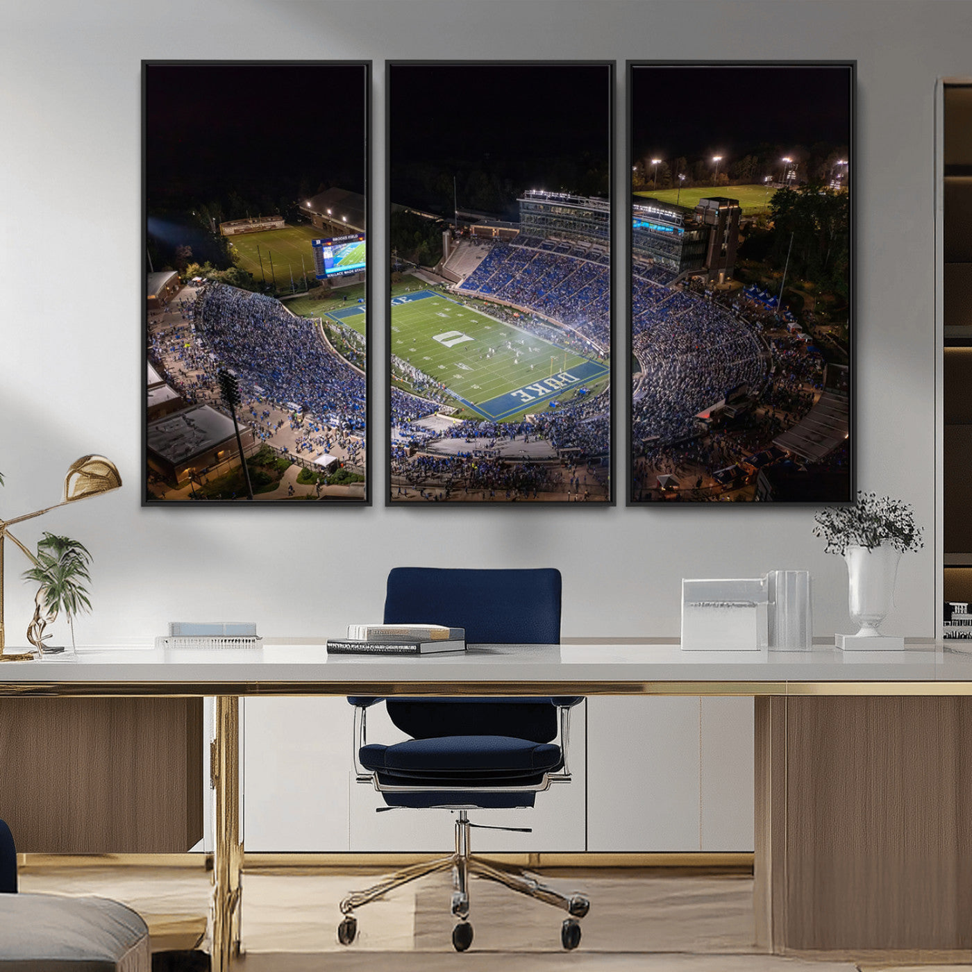 MGV-FC-48X32-3P - Duke University Blue Devils Football Print Canvas - Durham Wallace Wade Stadium Wall Art Canvas