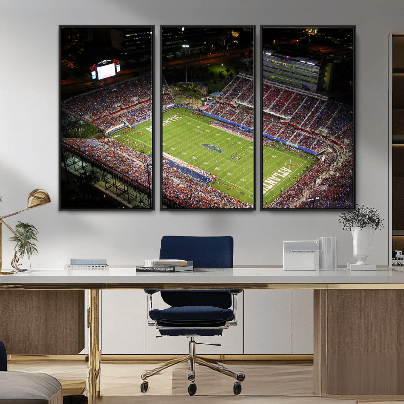 MGV-FC-48X32-3P - Florida Atlantic University Owls Canvas Print, Football Team Print - Boca Raton FAU Stadium Wall Art