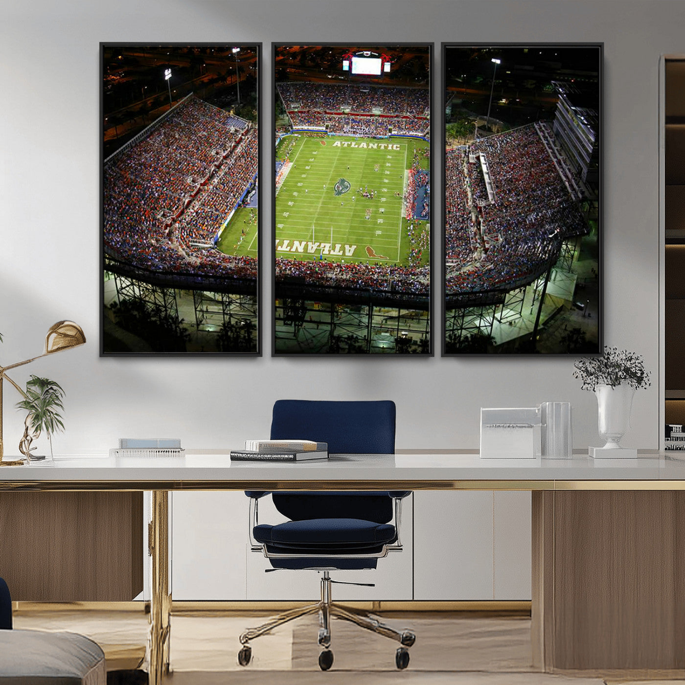 MGV-FC-48X32-3P - Florida Atlantic University Owls Football Team Print - Boca Raton FAU Stadium Wall Art Canvas Print