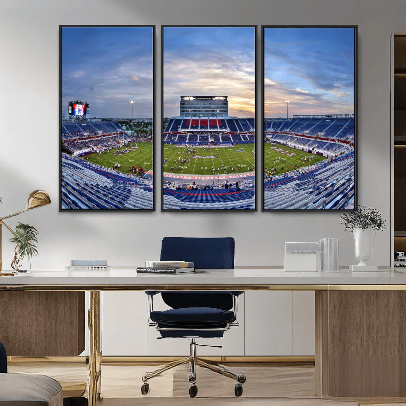 MGV-FC-48X32-3P - Florida Atlantic University Owls Football Team Print - Boca Raton FAU Stadium Wall Art Canvas Print