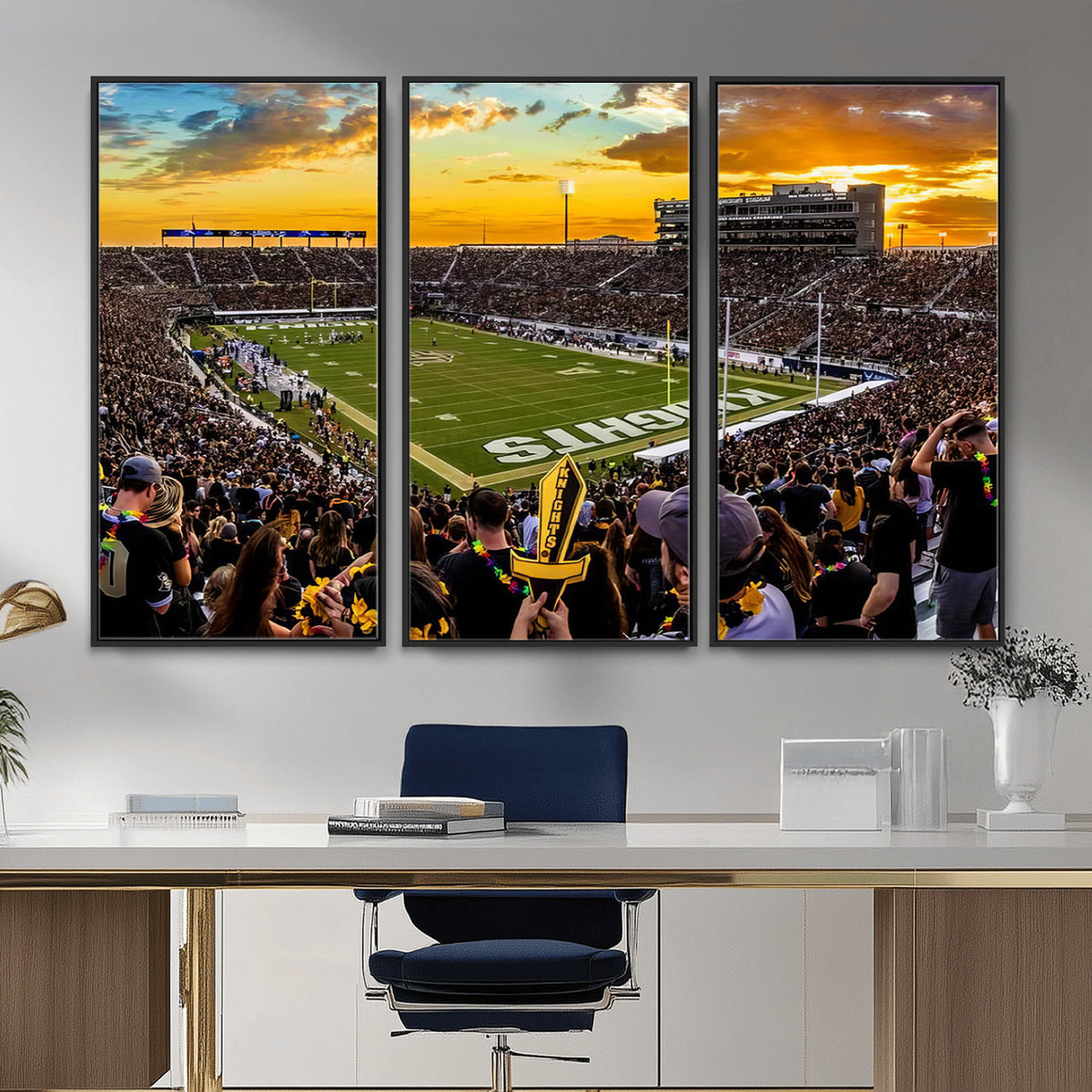 66803-MGV-CV-36X24 - UCF Knights Football Team Print - Orlando FBC Mortgage Stadium, UCF Knights Wall Art Canvas Print