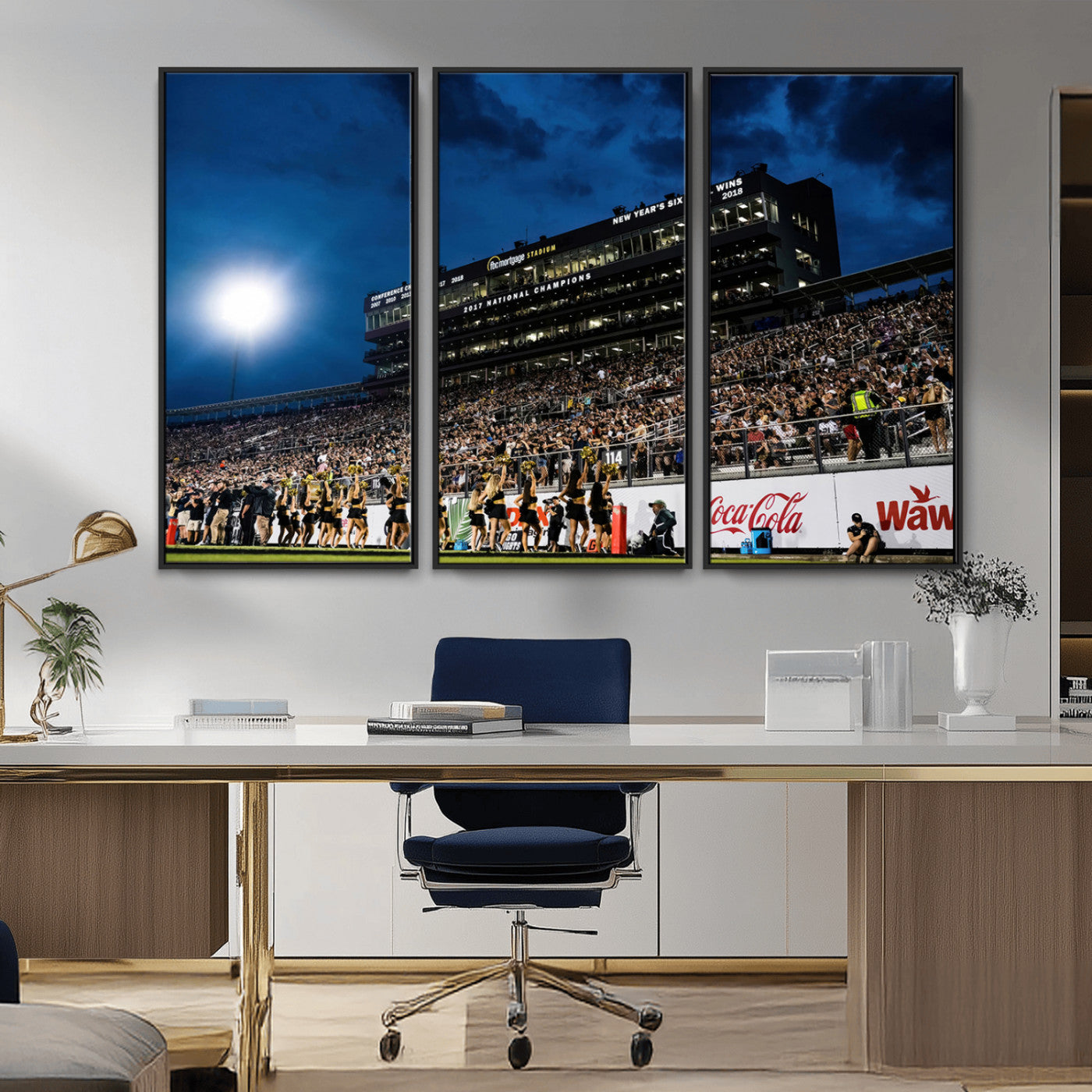 MGV-FC-48X32-3P - UCF Knights Football Team Print - Orlando FBC Mortgage Stadium Wall Art Canvas Print