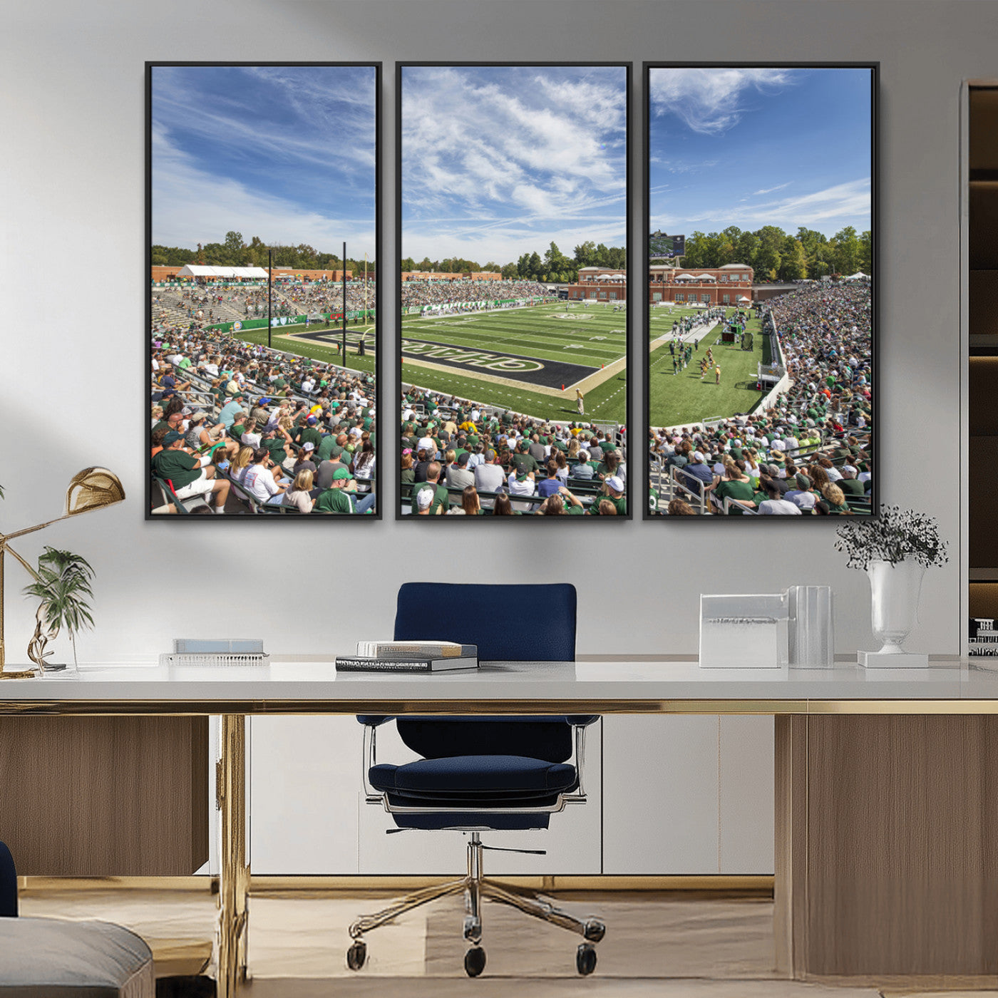 MGV-FC-48X32-3P - University of Charlotte 49ers Football Team Print - Charlotte Jerry Richardson Stadium Canvas Print