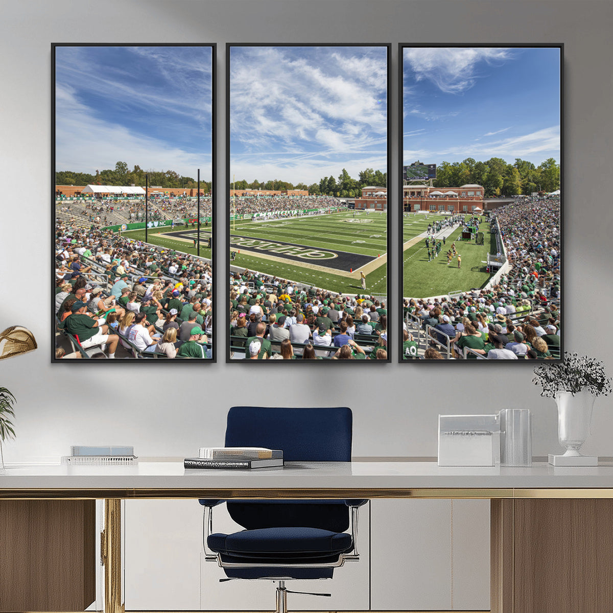 67799-MGV-CV-36X24 - University of Charlotte 49ers Football Team Print - Charlotte Jerry Richardson Stadium Canvas Print