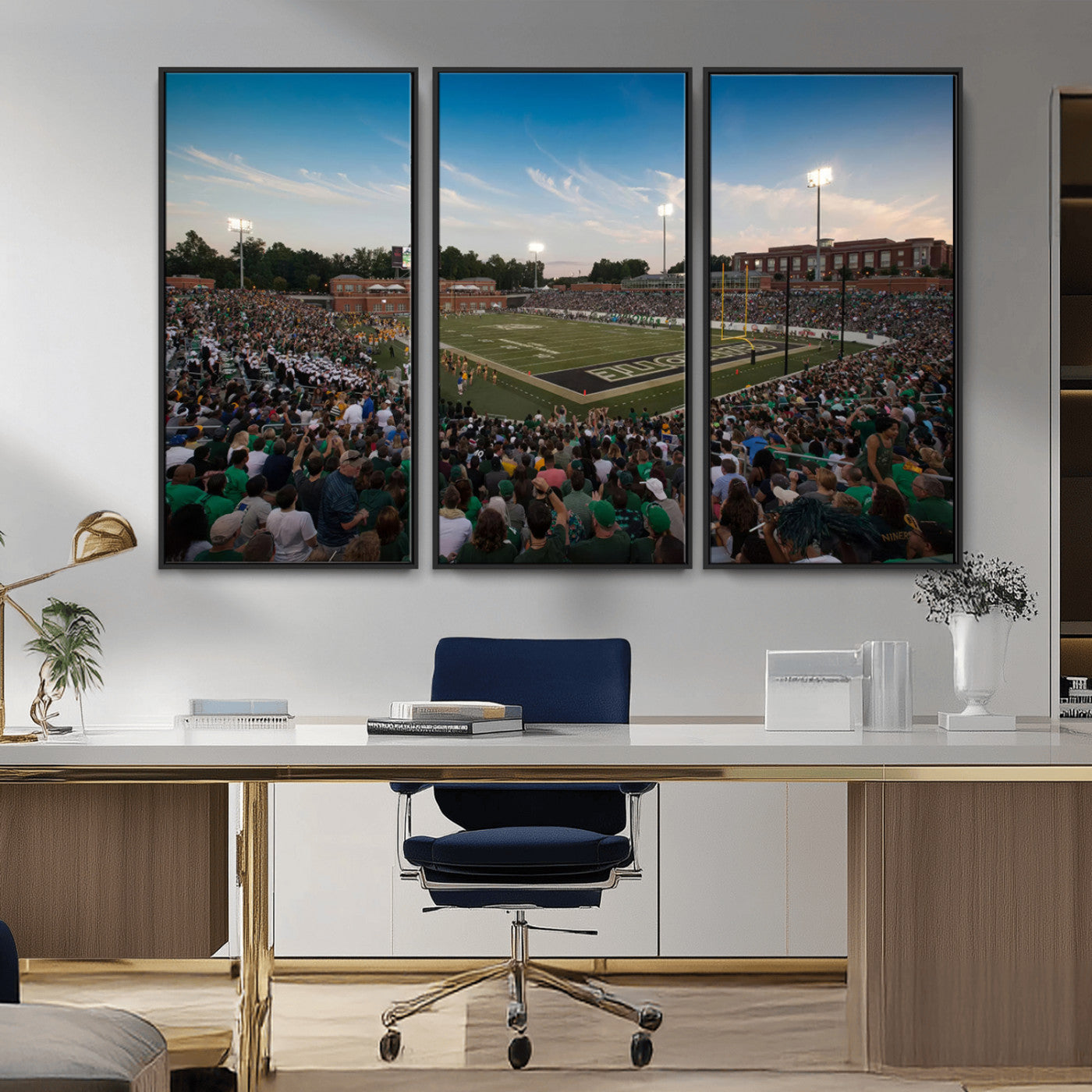 MGV-FC-48X32-3P - University of Charlotte 49ers Football Team Print - Charlotte Jerry Richardson Stadium Wall Art
