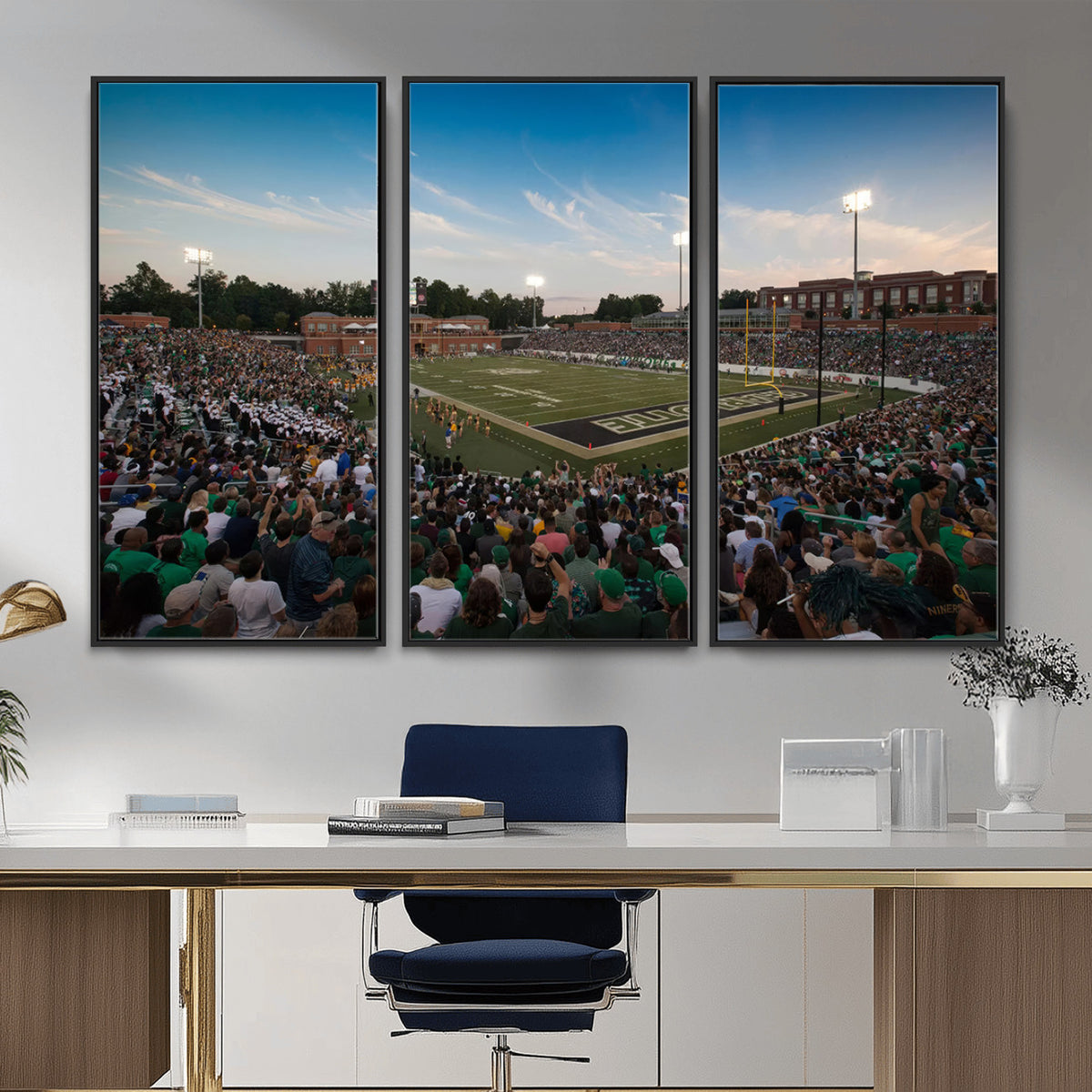 12290-MGV-CV-36X24 - University of Charlotte 49ers Football Team Print - Charlotte Jerry Richardson Stadium Wall Art