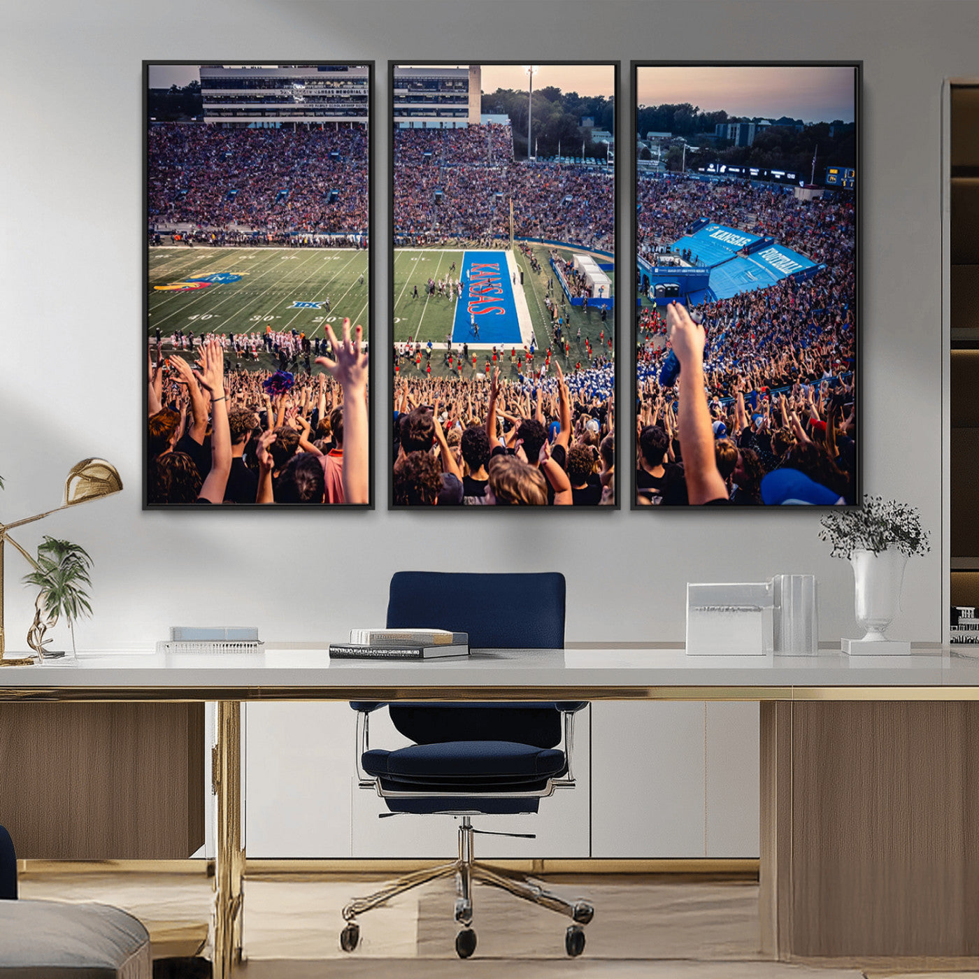 MGV-FC-48X32-3P - University of Kansas Jayhawks Football Team Art Print - Lawrence Kansas Memorial Stadium Wall Art
