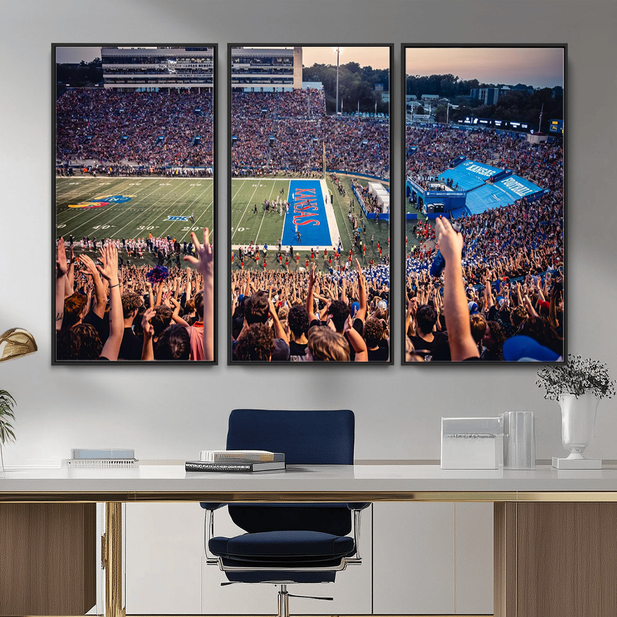 40169-MGV-CV-36X24 - University of Kansas Jayhawks Football Team Art Print - Lawrence Kansas Memorial Stadium Wall Art