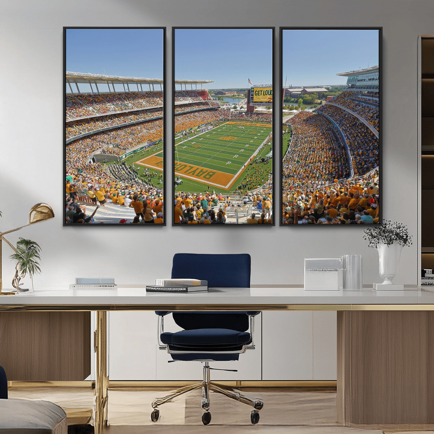 MGV-FC-48X32-3P - Baylor University Bears Football Team Print - Waco McLane Stadium Wall Art Canvas Print