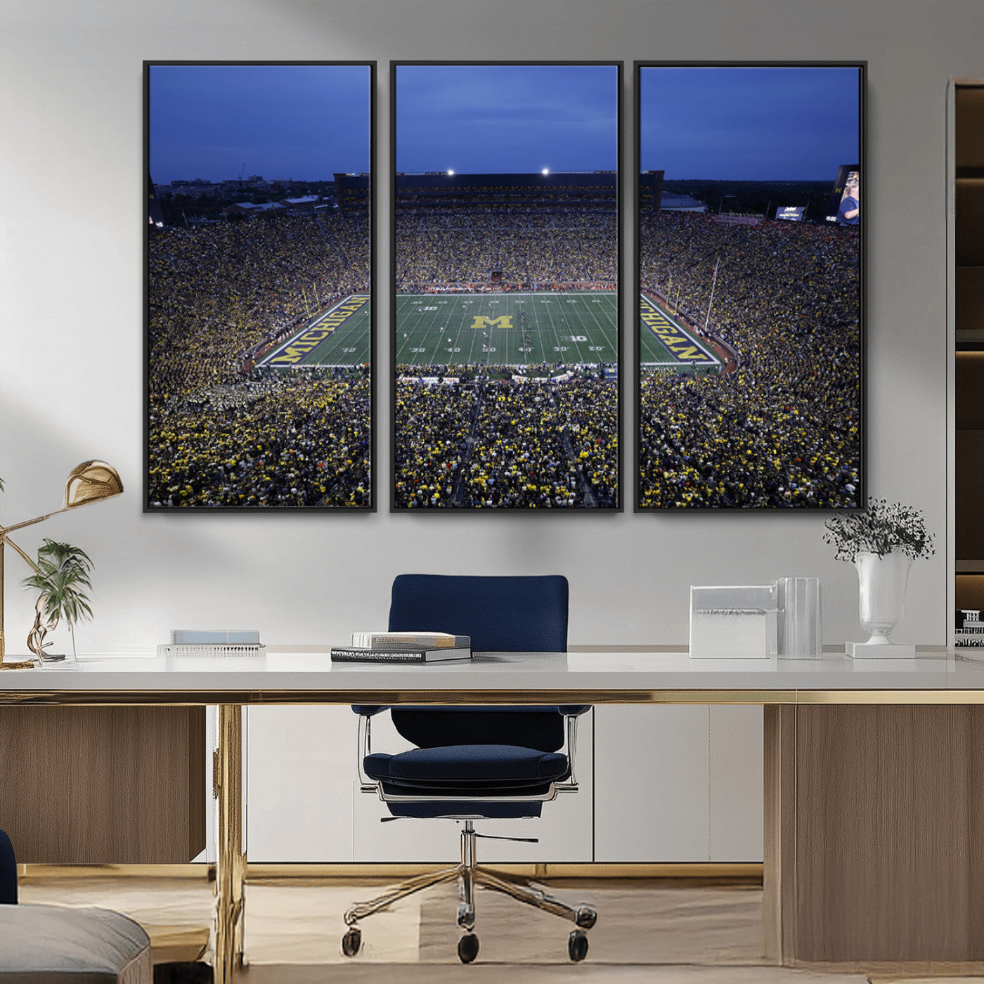 MGV-FC-48X32-3P - University of Michigan Wolverines Football Team Print - Ann Arbor Michigan Stadium Wall Art Canvas