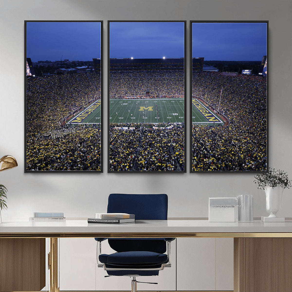 34202-MGV-CV-36X24 - University of Michigan Wolverines Football Team Print - Ann Arbor Michigan Stadium Wall Art Canvas