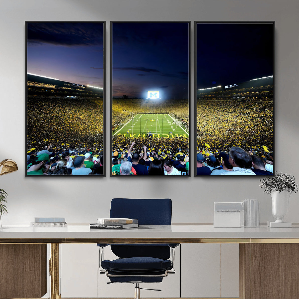 22115-MGV-CV-36X24 - University of Michigan Wolverines Football Team Print - Ann Arbor Michigan Stadium Canvas Print