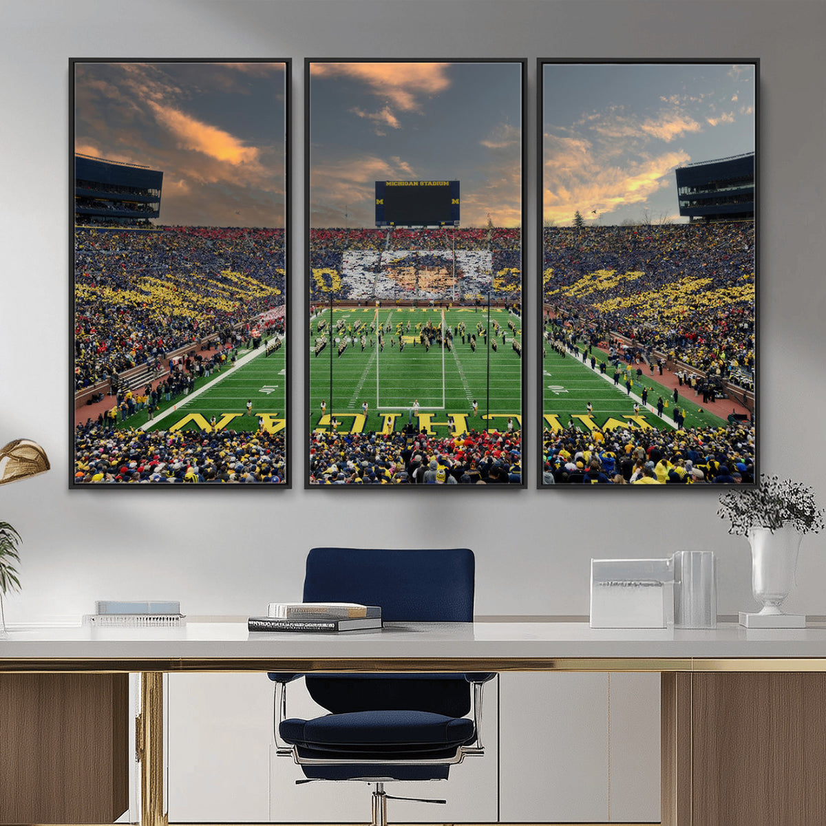 81843-MGV-CV-36X24 - University of Michigan Wolverines Print Canvas, Football Team Print - Ann Arbor Michigan Stadium