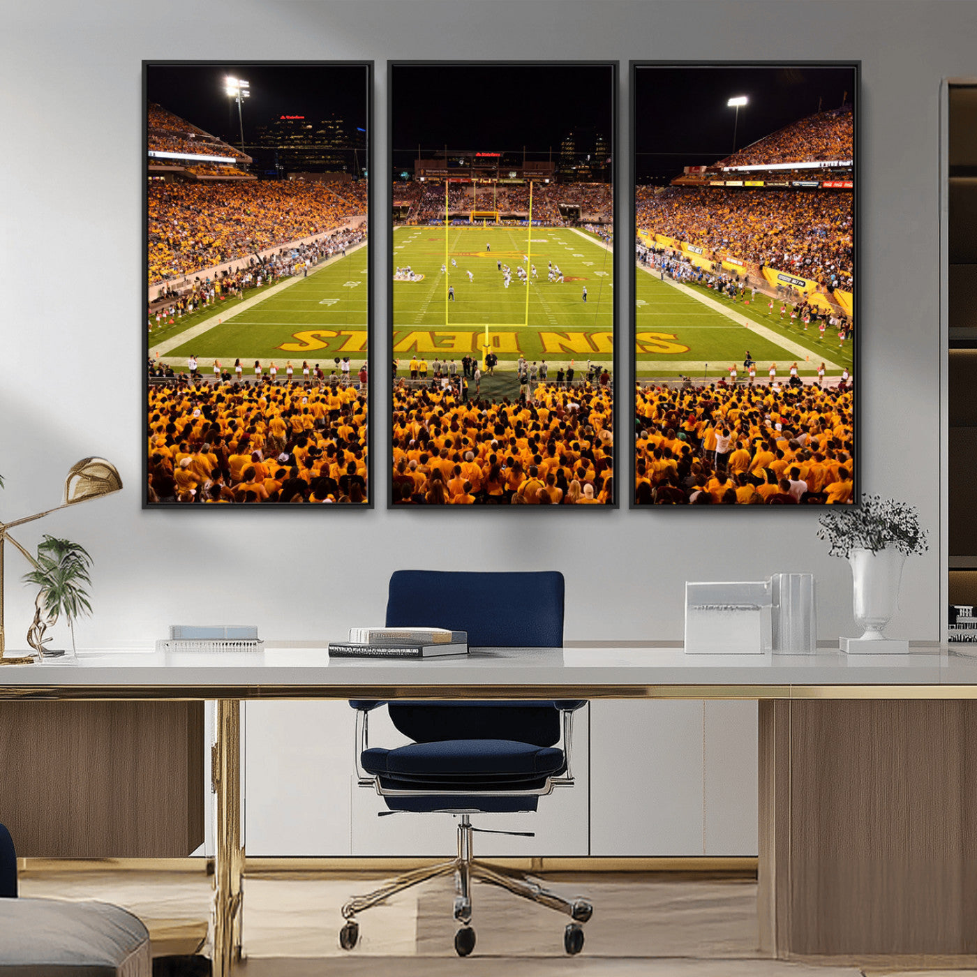 MGV-FC-48X32-3P - ASU Sun Devils Football Team Print - Phoenix Mountain America Stadium Wall Art Canvas Print