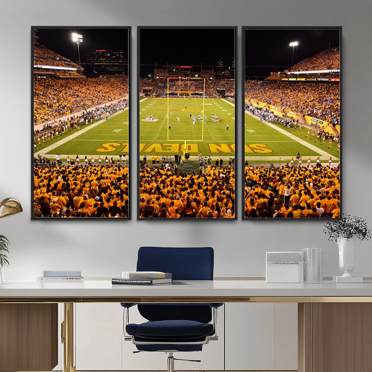 21588-MGV-CV-36X24 - ASU Sun Devils Football Team Print - Phoenix Mountain America Stadium Wall Art Canvas Print