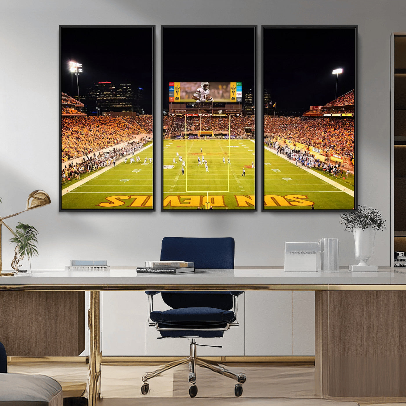 MGV-FC-48X32-3P - ASU Sun Devils Football Team Print - Phoenix Mountain America Stadium Canvas Print