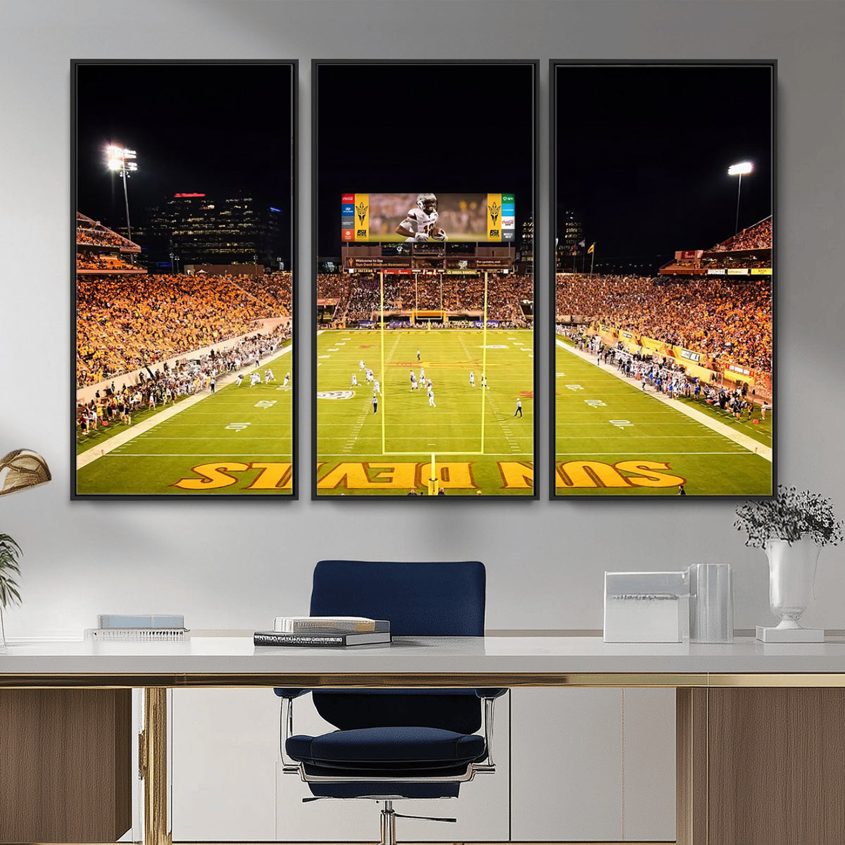 87612-MGV-CV-36X24 - ASU Sun Devils Football Team Print - Phoenix Mountain America Stadium Canvas Print
