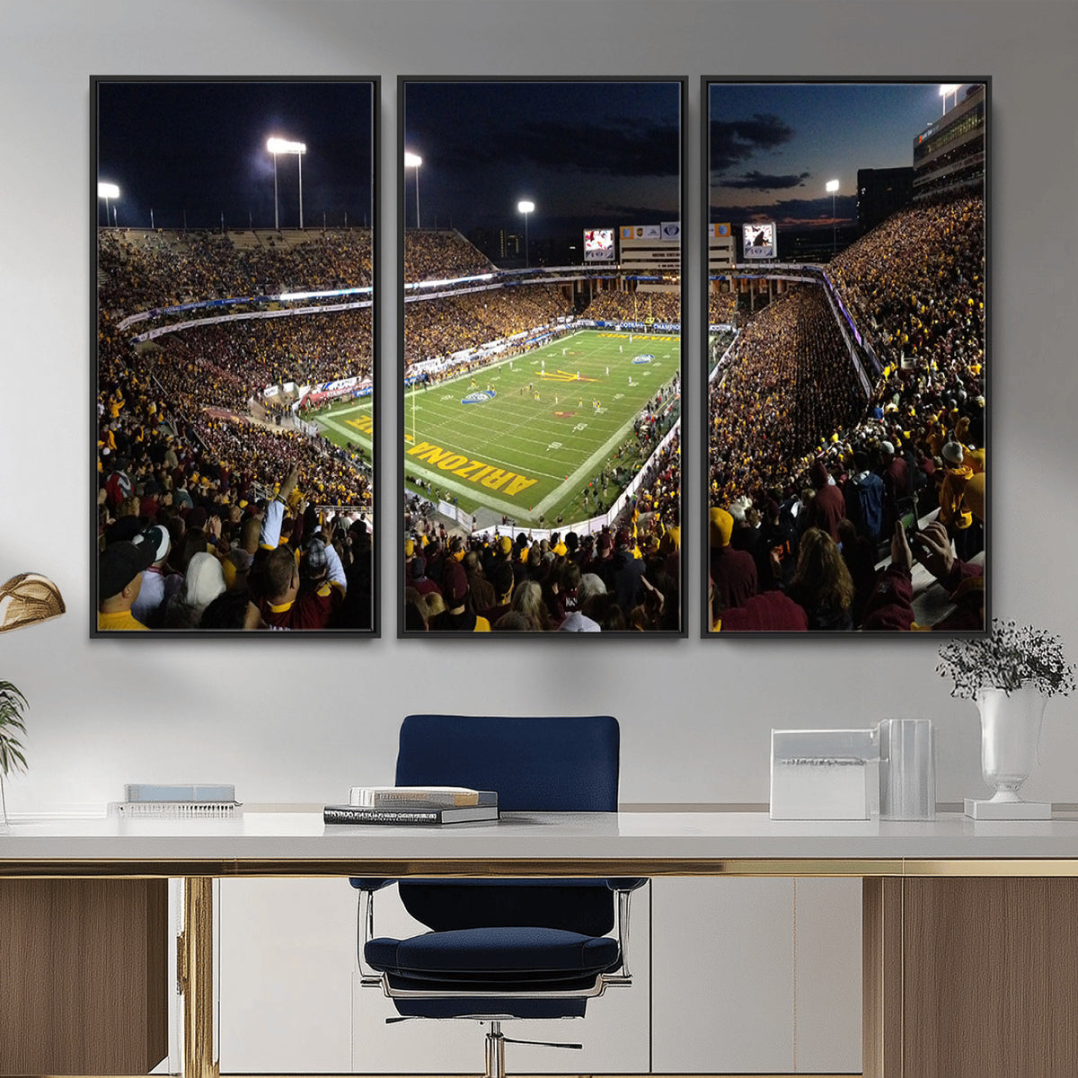 75716-MGV-CV-36X24 - ASU Sun Devils Football Team Print Canvas - Phoenix Mountain America Stadium Wall Art Canvas Print