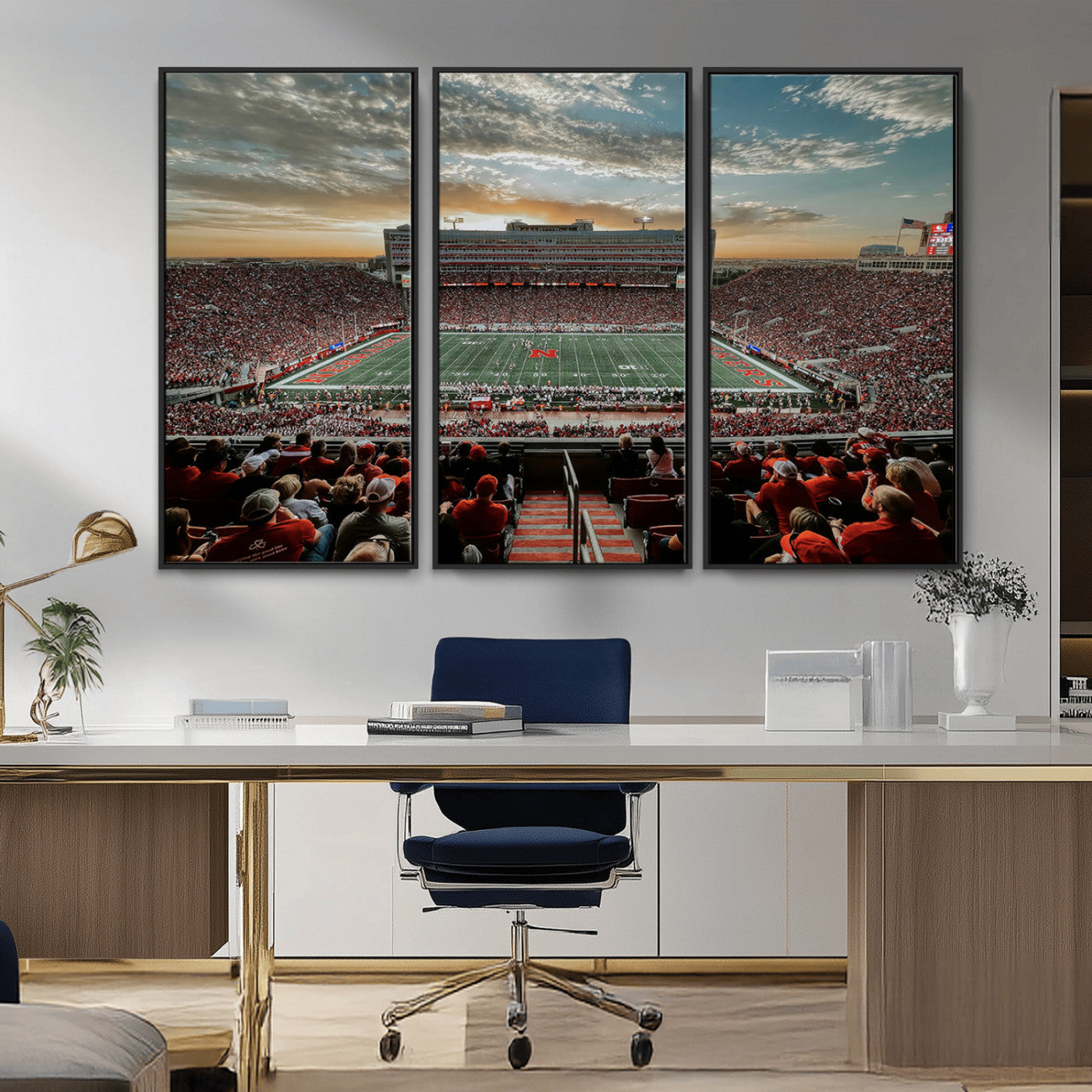 MGV-FC-48X32-3P - University of Nebraska Cornhuskers Football Team Print - Lincoln Memorial Stadium Art Canvas Print