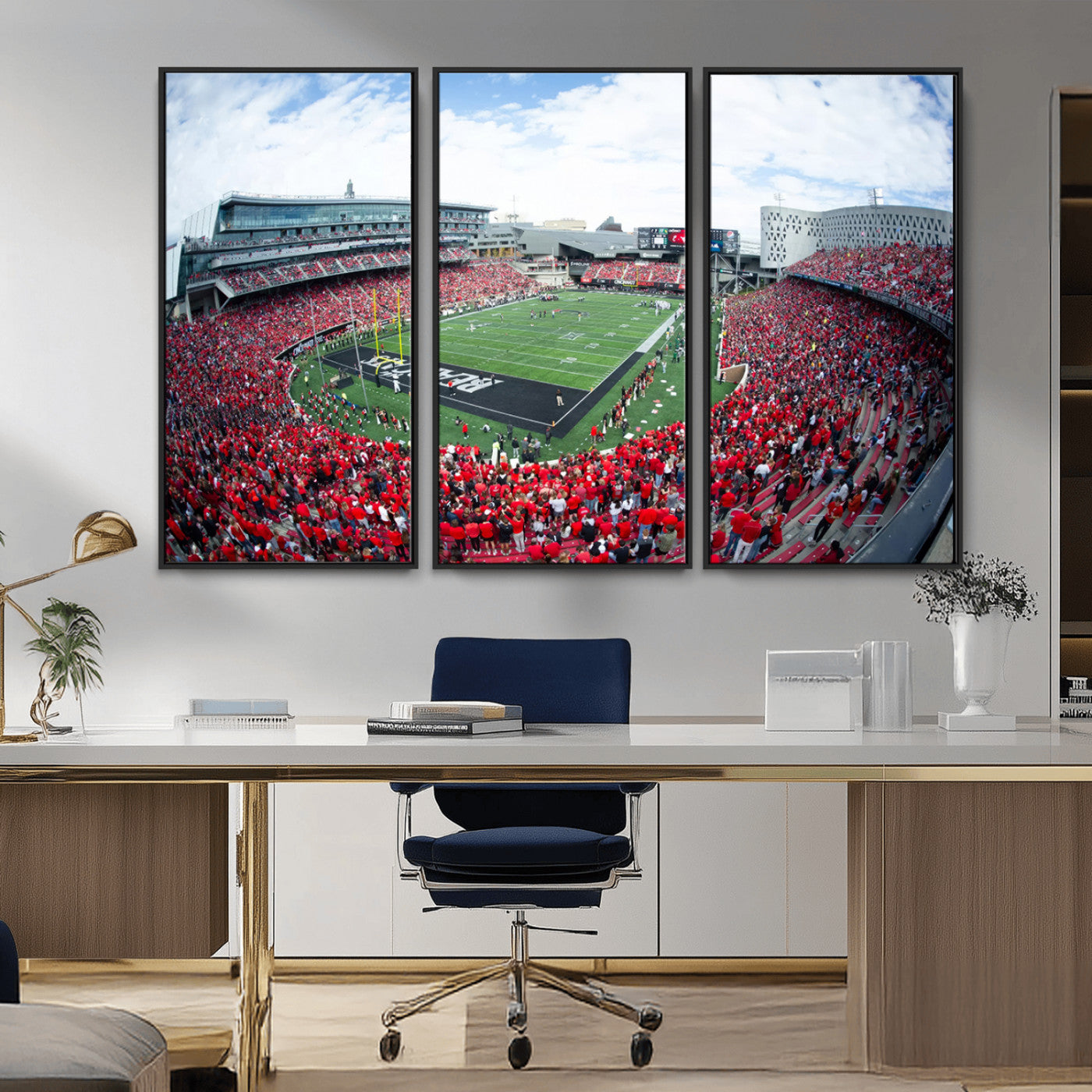 MGV-FC-48X32-3P - Cincinnati Bearcats Football Team Print - Nippert Stadium Wall Art Canvas Print