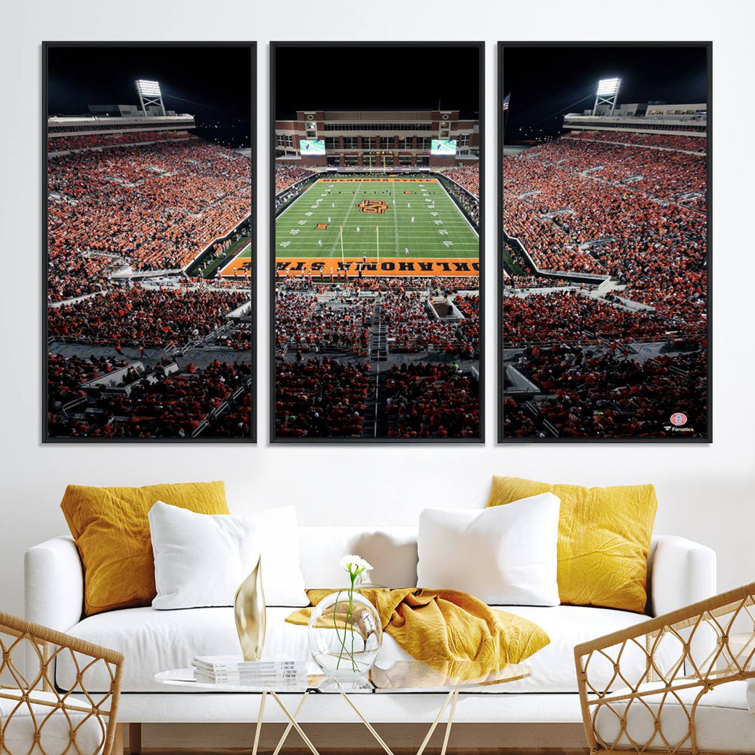 Oklahoma State Cowboys Canvas Print, Football Team Print - Stillwater Boone Pickens Stadium Wall Art Canvas Print