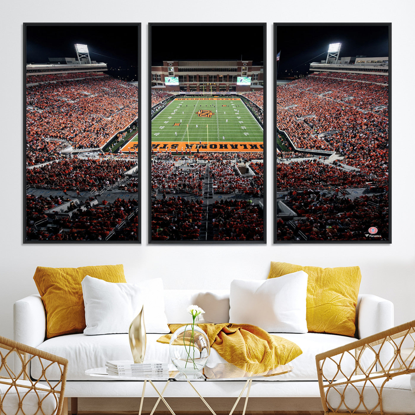 81675-MGV-CV-36X24-Oklahoma State Cowboys Football Team Print - Stillwater Boone Pickens Stadium Wall Art Canvas Print