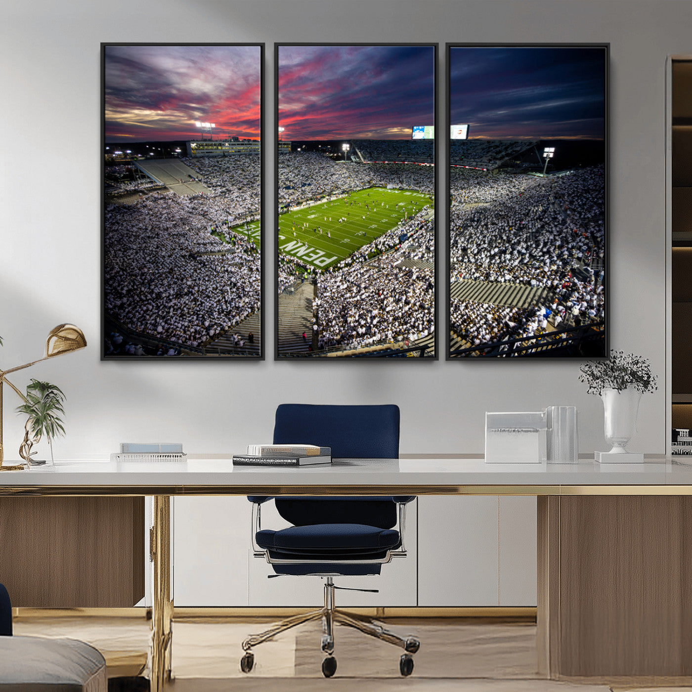 MGV-FC-48X32-3P - Penn State Nittany Lions Football Team Print - University Park Beaver Stadium Art Canvas Print