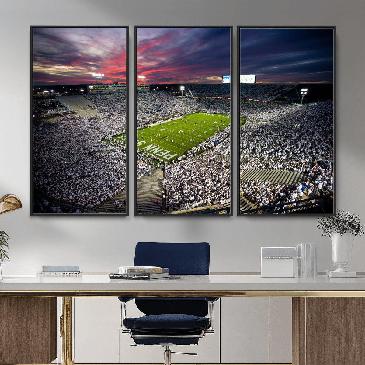 37304-MGV-CV-36X24 - Penn State Nittany Lions Football Team Print - University Park Beaver Stadium Art Canvas Print
