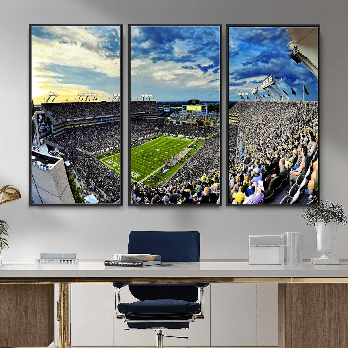23788-MGV-CV-36X24 - Framed USF Bulls Football Team Print - Tampa Raymond James Stadium Wall Art Canvas Print