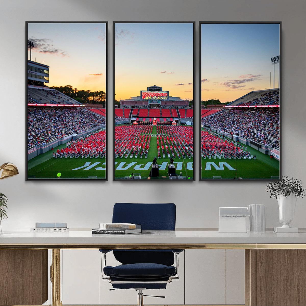 35266-MGV-CV-36X24 - NC State Wolfpack Football Team Print Wall Art - Raleigh Carter-Finley Stadium Wall Art Canvas Print
