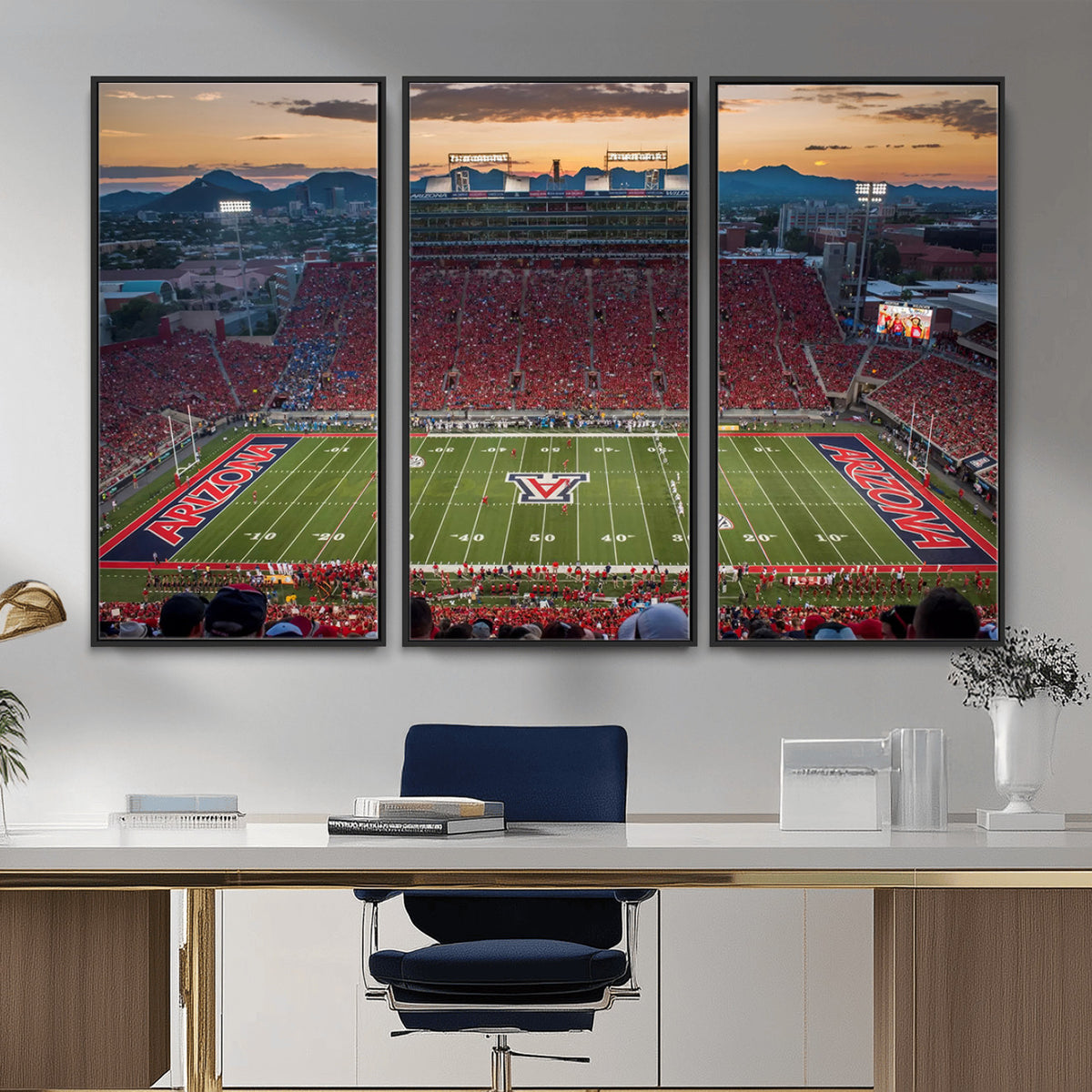 99722-MGV-CV-36X24 - Framed Arizona Wildcats Football Team Print - Tucson Arizona Stadium Wall Art Canvas Print