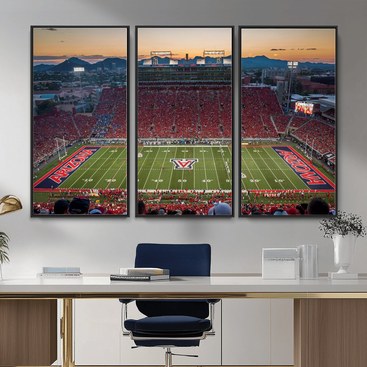 45563-MGV-CV-36X24 - Arizona Wildcats Football Team Print - Tucson Arizona Stadium Wall Art Canvas Print
