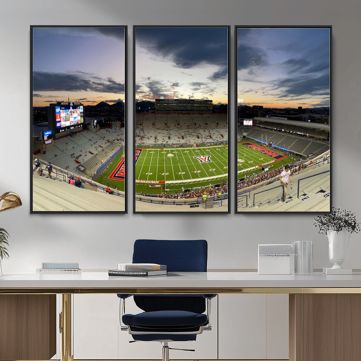 24339-MGV-CV-36X24 - Arizona Wildcats Football Team Print - Tucson Arizona Stadium Wall Art Canvas Print