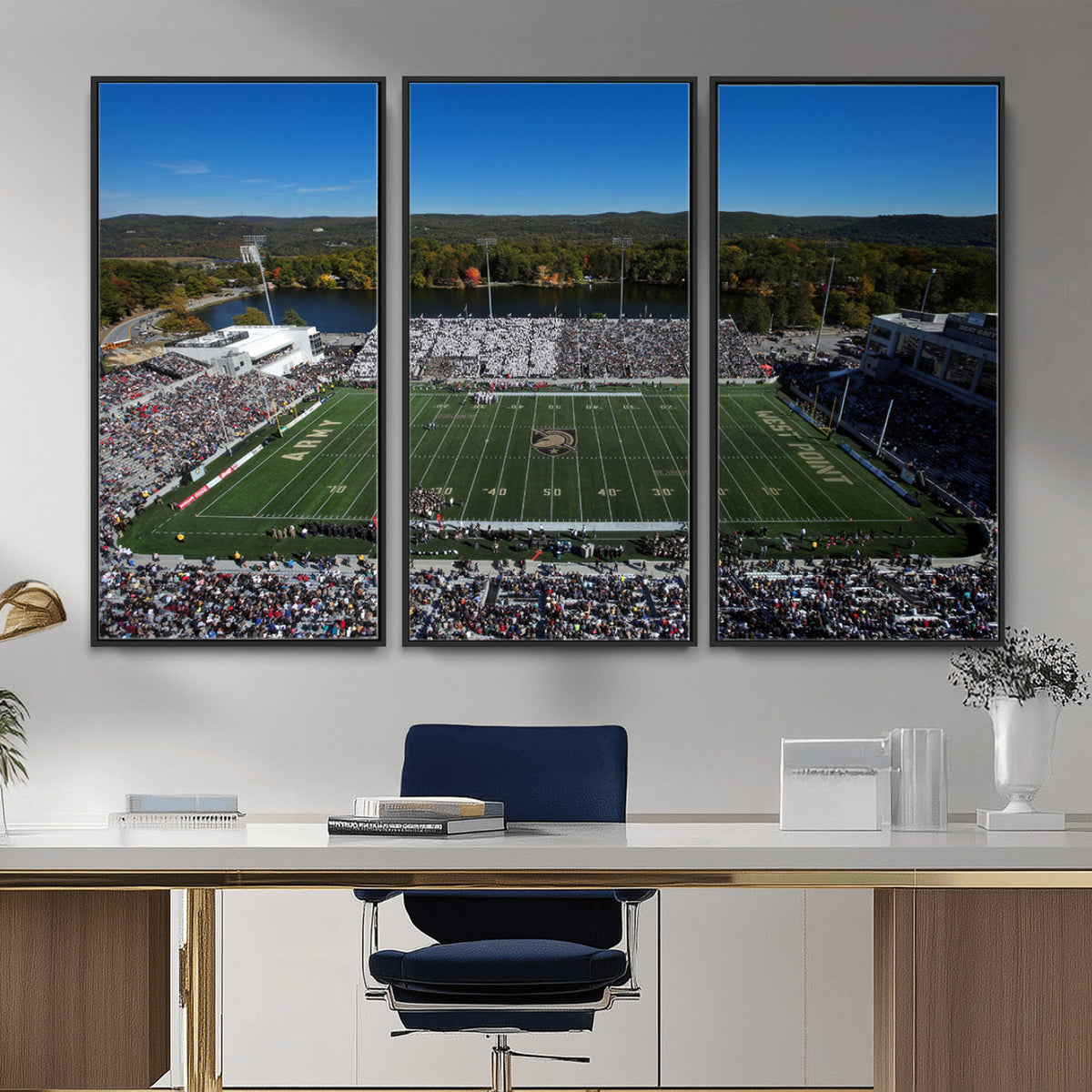 52056-MGV-CV-36X24 - Army Black Knights Football Team Print - West Point Michie Stadium Wall Art Canvas Print