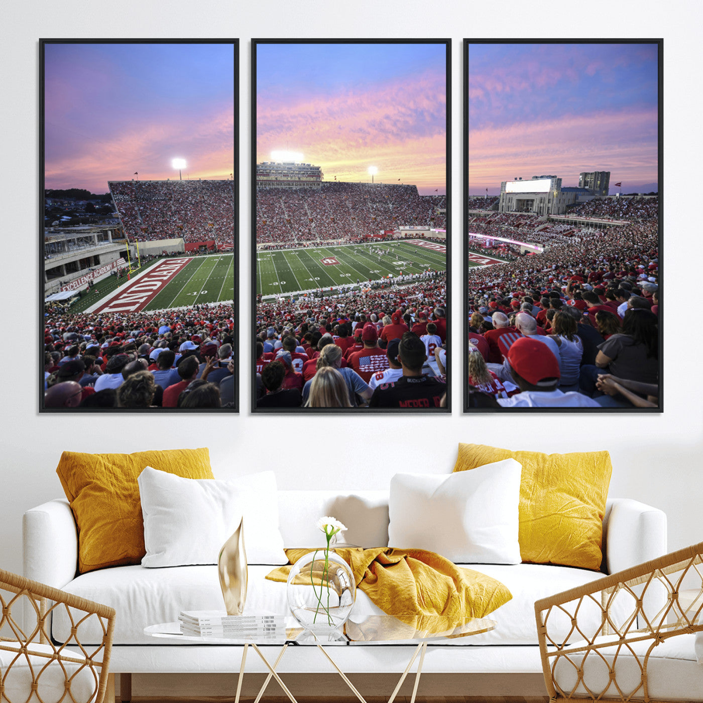 13046-MGV-CV-36X24-Indiana University Hoosiers Football Team Print - Bloomington Memorial Stadium Wall Art Canvas Print