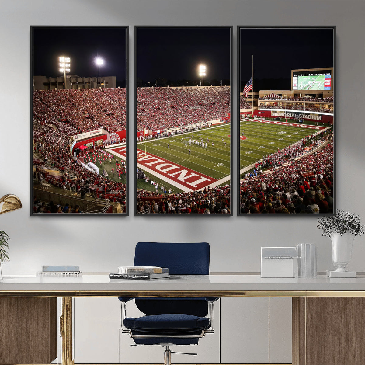 82748-MGV-CV-36X24 - Indiana University Hoosiers Football Team Print Canvas, Framed and Ready to Hang