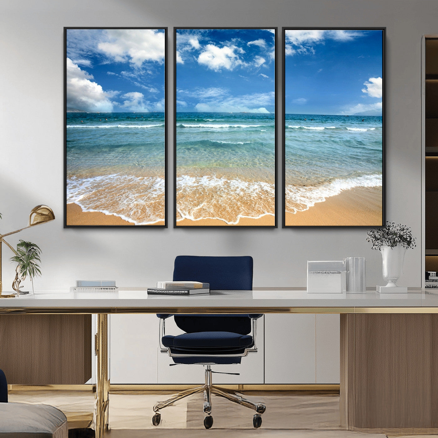 MGV-FC-48X32-3P - Sea View From the Beach Canvas Print