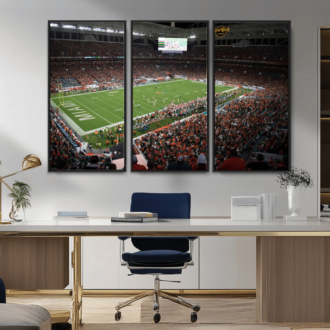 MGV-FC-48X32-3P - Miami Hurricanes Football Team Print Canvas- Miami Hard Rock Stadium Wall Art Canvas Print