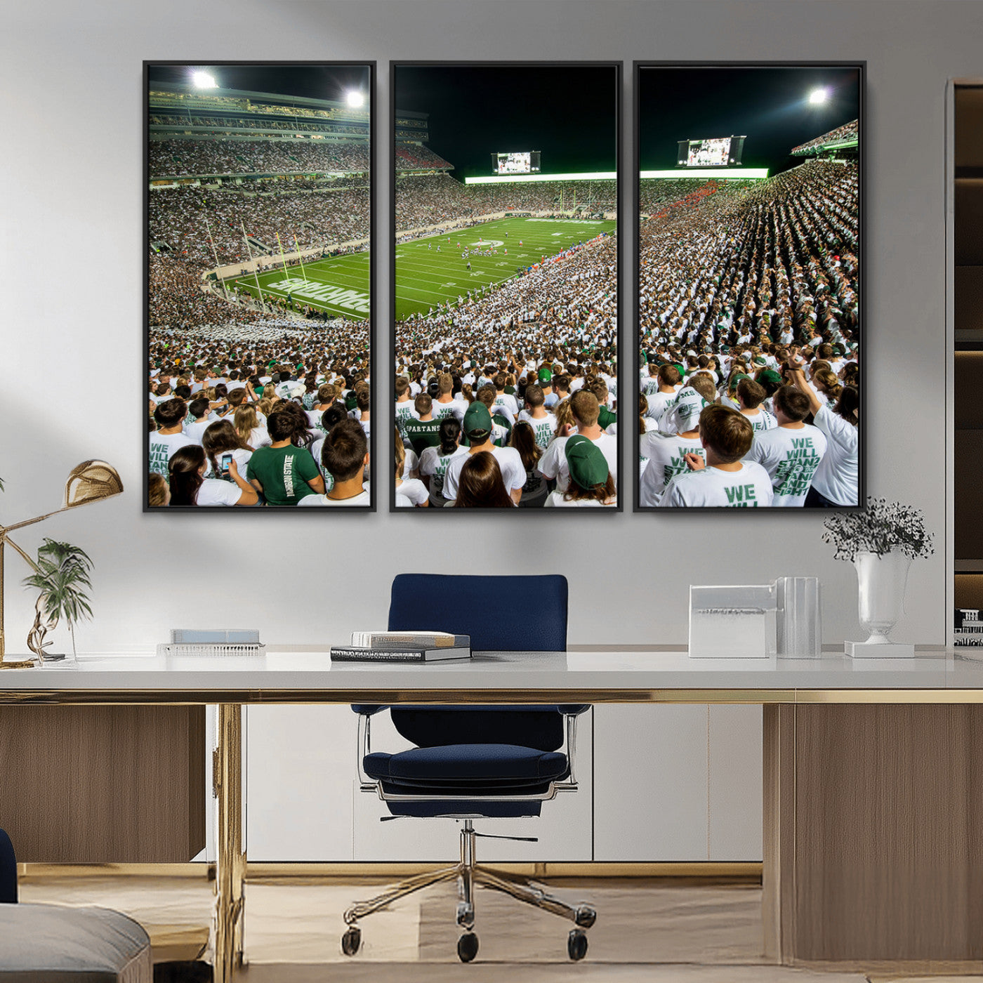 MGV-FC-48X32-3P - Michigan State Spartans Football Canvas Print - East Lansing Spartan Stadium Wall Art Canvas Print